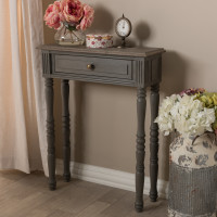 Baxton Studio ROB11-Brown-ST Noemie Country Cottage Farmhouse Brown Finished 1-Drawer Console Table
